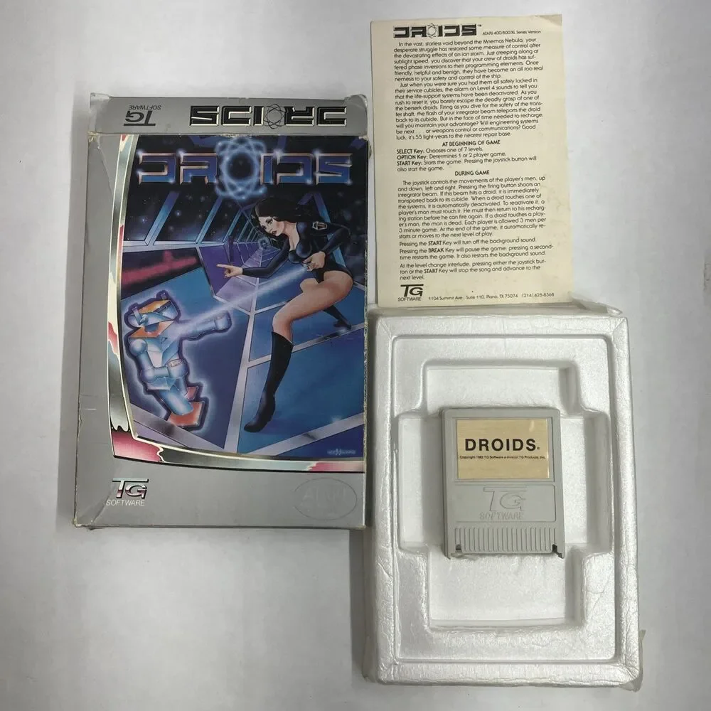DROIDS Game -TG Software- Atari 400 800 1200 -Complete W/ Cart Box Manual CIB